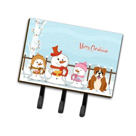 Jensendistributionservices Merry Christmas Carolers English Bulldog Red & White Leash or Key Holder MI2087054